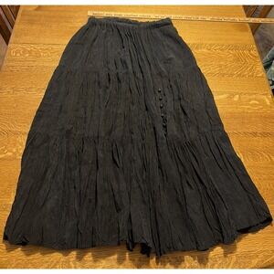 Vtg Hairston Roberson ROPA Black Rayon Maxi Skirt Cut 531A 6-Button Petite USA M